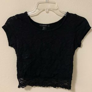 Black floral lace Crop Top (USED)